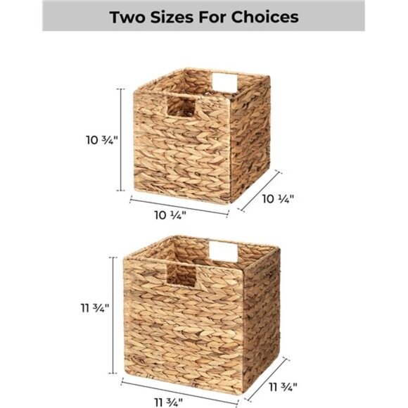 Wicker Baskets for Storage with Liners, Water Hyacinth Storage Baskets - Picture 6 of 7